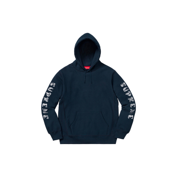 Supreme FW18 Gradient Sleeve Hooded Sweatshirt Navy LOGO
