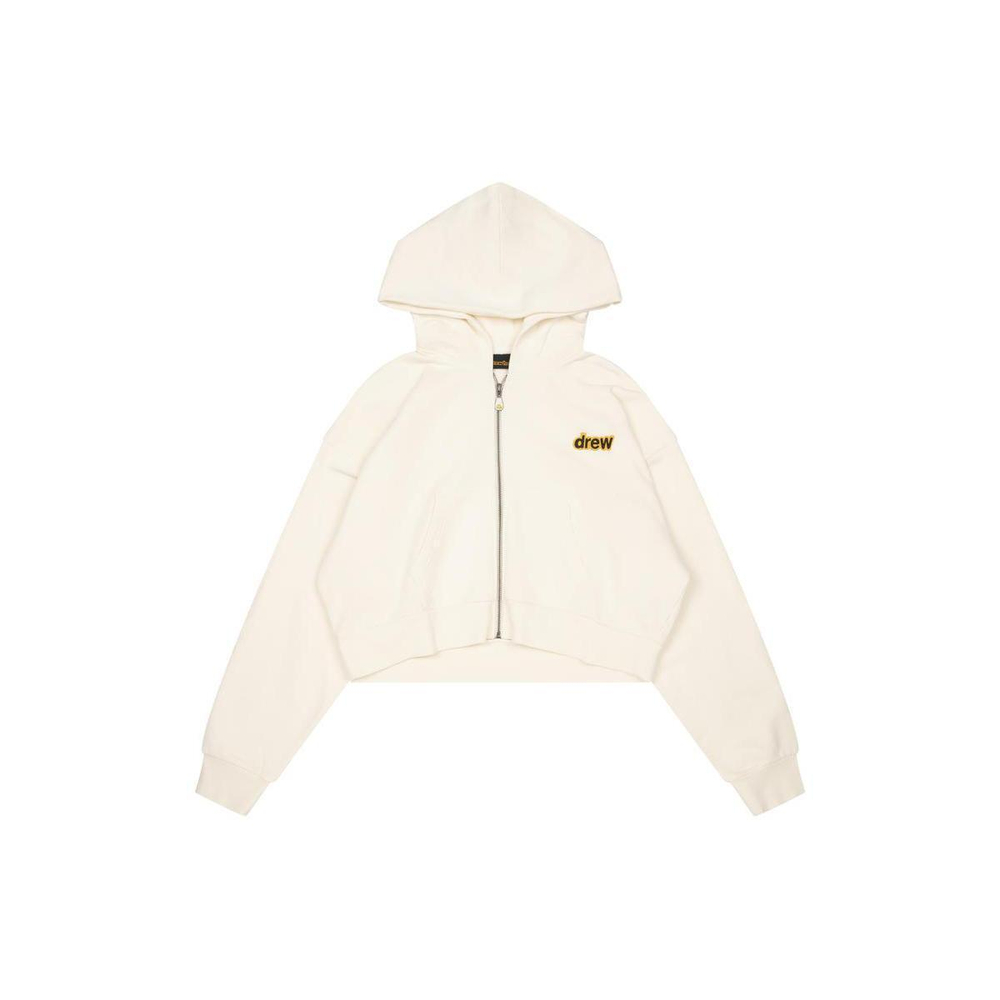 Drew House FW22 Cropped Zip Up Hoodie Off-white