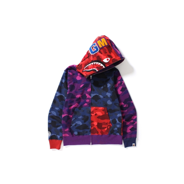 A BATHING APE Color Camo Crazy Shark Full Zip Hoodie