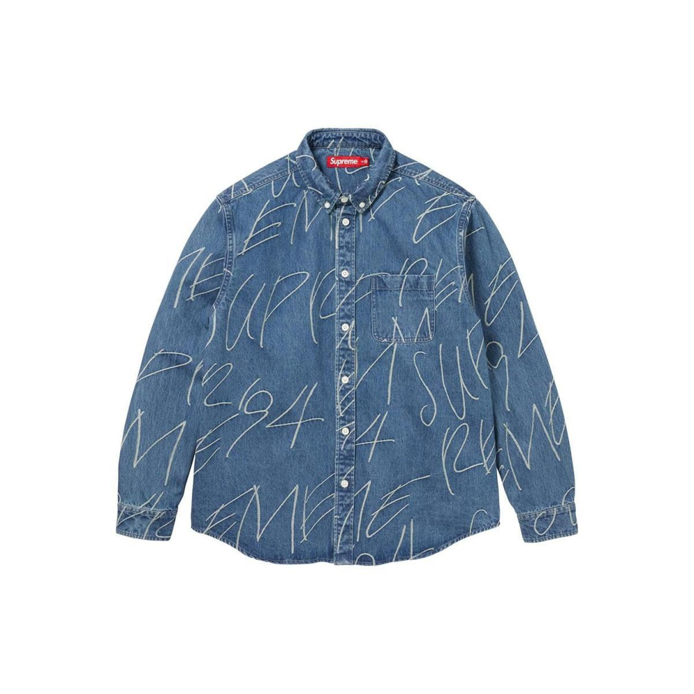 Supreme FW23 WEEK8 HANDWRITING JACQUARD DENIM SHIRT