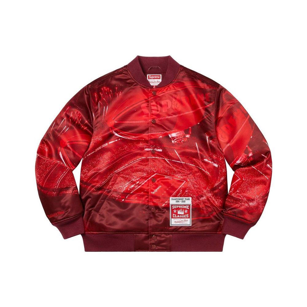 Supreme SS22 Week 15 x Mitchell & Ness Stadium Satin Varsity Jacket