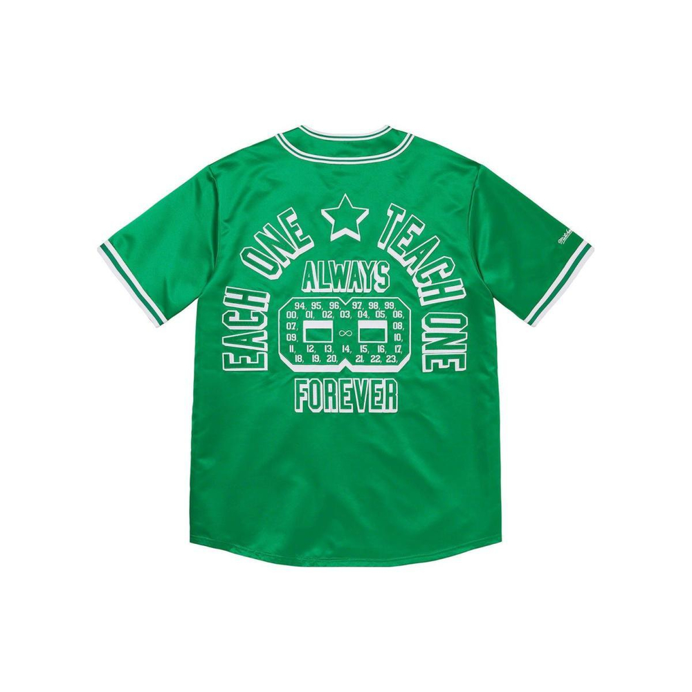 Supreme SS23 Week 1 x MITCHELL & NESS SATIN BASEBALL JERSEY Logo T