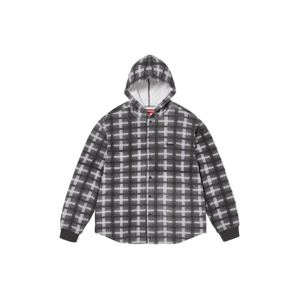 Supreme FW23 WEEK14 HOODED PLAID KNIT SHIRT