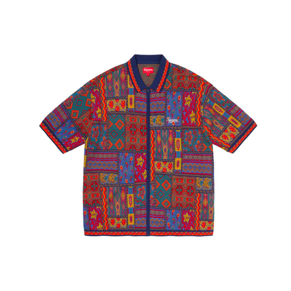 Supreme SS20 Week 15 Patchwork Knit Zip Up Polo Polo