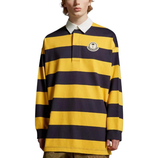 Moncler x Palm Angels Striped Long Sleeve Polo Shirt Logo Polo