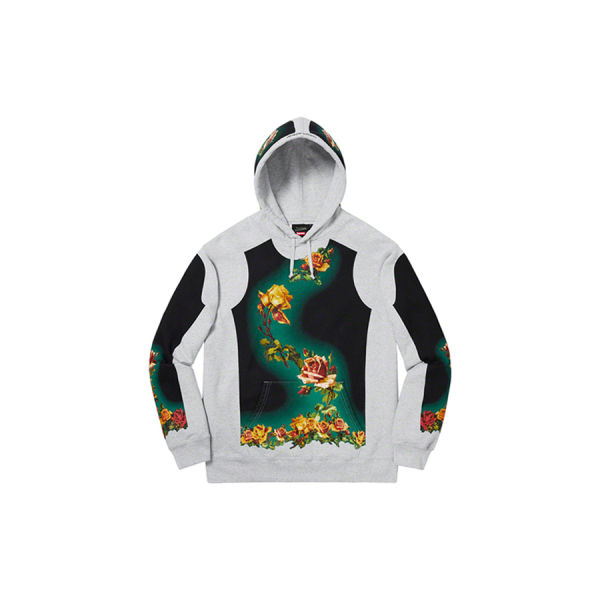 Supreme SS19 x Jean Paul Gaultier Floral Print Hooded Sweatshirt Grey